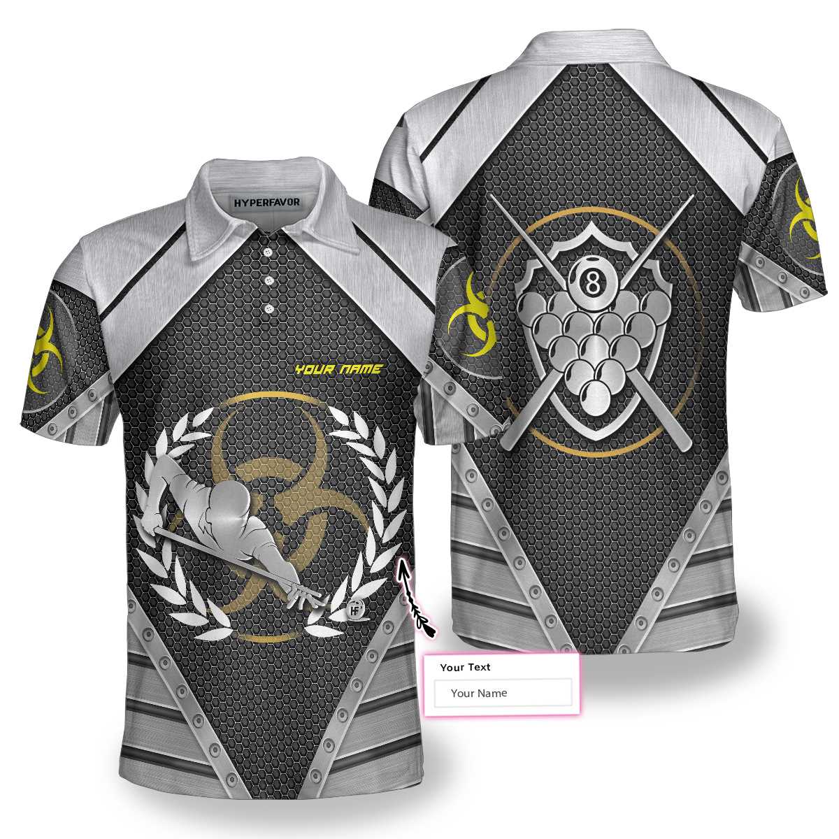 Silver Billiards Custom Polo Shirt, Personalized Billiards Shirt For Men, Billiards Polo Shirt, Custom Gift For Billiards Player - Hyperfavor