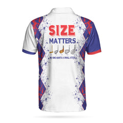 Size Matters No One Wants A Small Stick Custom Polo Shirt, Personalized Golfing Shirt Design, Argyle Pattern Shirt - Hyperfavor