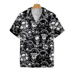 Skateboard Emblems In Monochrome Style Hawaiian Shirt - Hyperfavor