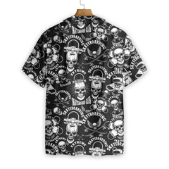 Skateboard Emblems In Monochrome Style Hawaiian Shirt - Hyperfavor