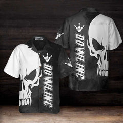 Skull Bowling Hawaiian Shirt, Black And White Bowling Shirt, Best Gift For Bowling Players - Hyperfavor
