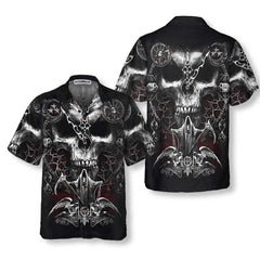 Skull Death Hawaiian Shirt, Black And White Gothic Skull Shirt For Men And Women - Hyperfavor