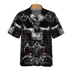 Skull Death Hawaiian Shirt, Black And White Gothic Skull Shirt For Men And Women - Hyperfavor