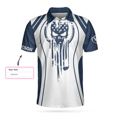 Skull Golf Shirt For Men Custom Polo Shirt, Personalized Skull American Flag Golf Polo Shirt - Hyperfavor