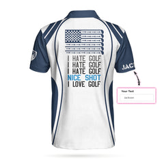 Skull Golf Shirt For Men Custom Polo Shirt, Personalized Skull American Flag Golf Polo Shirt - Hyperfavor