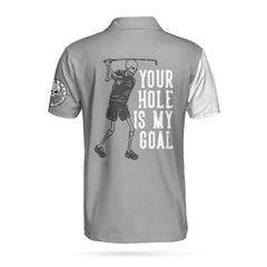 Skull Golfer Your Hole Is My Goal Custom Polo Shirt, Skull Polo Golf Shirts For Male Players With Sayings - Hyperfavor