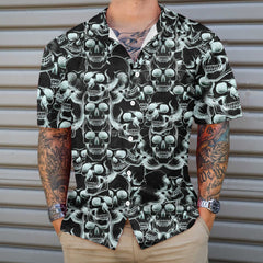 Skull Head Drawing Pattern Hawaiian Shirt, Skull Art Shirt, Best Skull Shirt For Men And Women - Hyperfavor