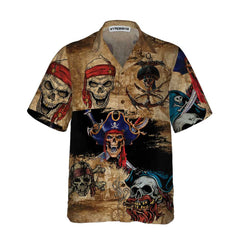 Skull Pirate Hawaiian Shirt, Cool Skull Pirate Shirt For Men, Pirate Gift Idea - Hyperfavor