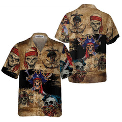 Skull Pirate Hawaiian Shirt, Cool Skull Pirate Shirt For Men, Pirate Gift Idea - Hyperfavor