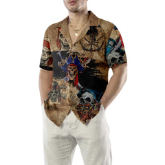 Skull Pirate Hawaiian Shirt, Cool Skull Pirate Shirt For Men, Pirate Gift Idea - Hyperfavor