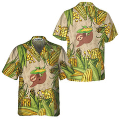 Slothcorn Hawaiian Shirt, Funny Sloth And Corn Shirt For Men, Unique Corn Cop Shirt - Hyperfavor