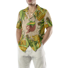 Slothcorn Hawaiian Shirt, Funny Sloth And Corn Shirt For Men, Unique Corn Cop Shirt - Hyperfavor