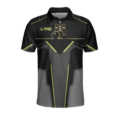 Slow Roll Black and Golden Pattern Bowling Custom Polo Shirt - Hyperfavor
