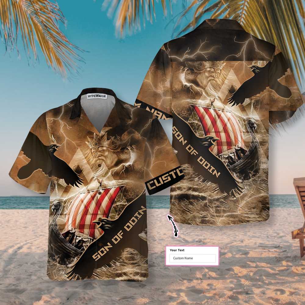 Son Of Odin Custom Hawaiian Shirt, Cool Personalized Viking Shirt - Hyperfavor