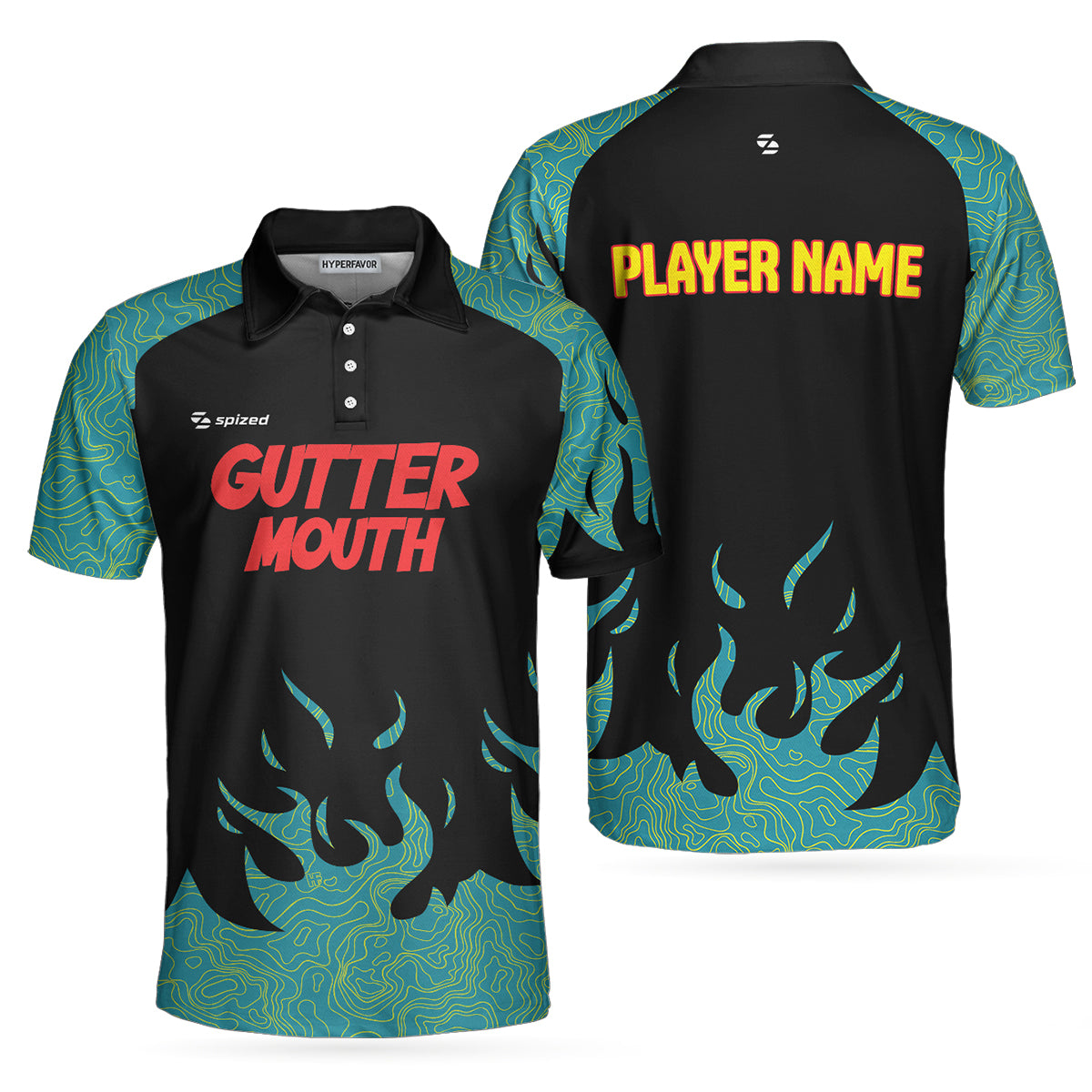 Spized Bowling Topographic Custom Polo Shirt - Hyperfavor