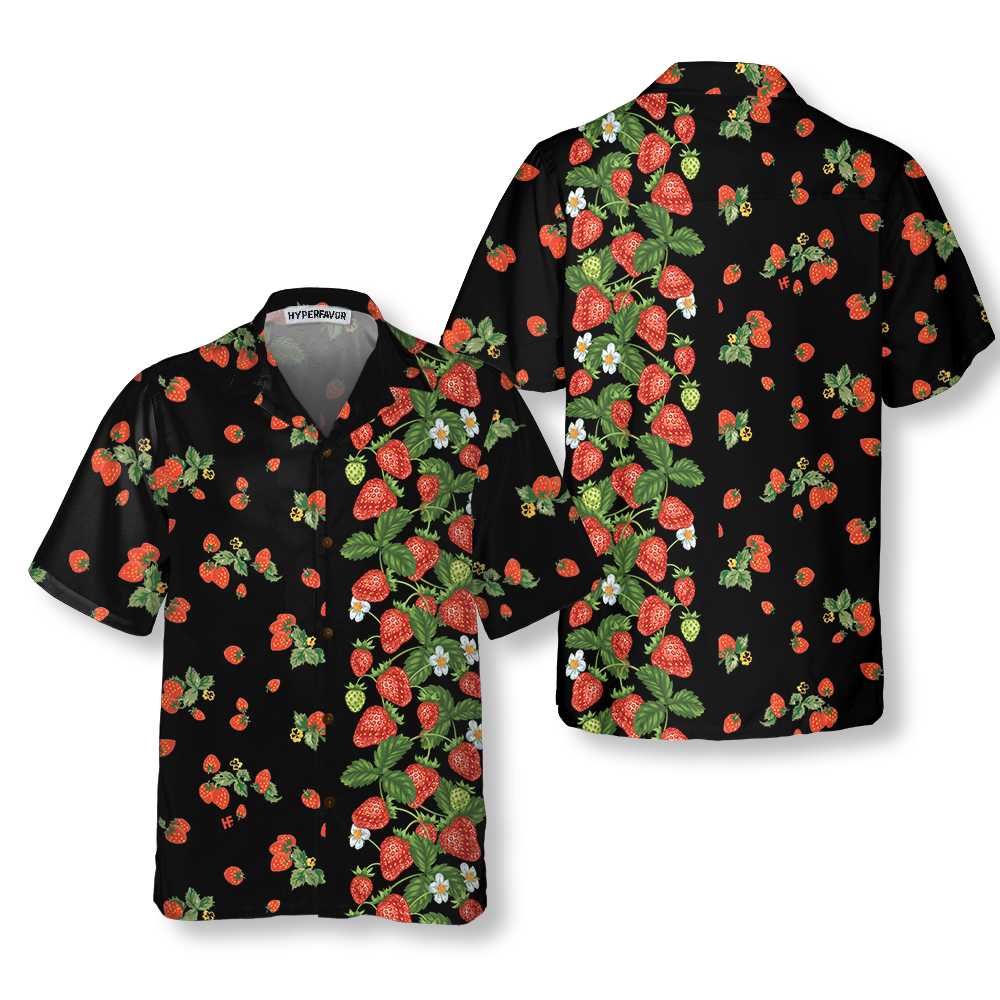 Strawberries Line Hawaiian Shirt, Strawberry Shirt For Men & Women, Strawberry Print Shirt - Hyperfavor