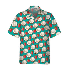 Strawberry And Coconut Pattern Hawaiian Shirt, Strawberry Shirt For Men & Women, Strawberry Print Shirt - Hyperfavor
