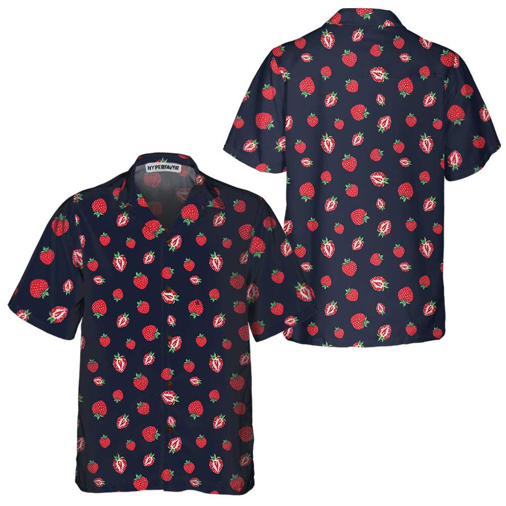 Strawberry Slice Hawaiian Shirt, Strawberry Shirt For Men & Women, Strawberry Print Shirt - Hyperfavor