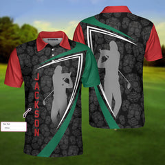 Sugar Skull Golf Custom Polo Shirt, Customized Skull Pattern Golf Shirt, Cool Golf Shirt Design - Hyperfavor