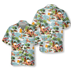 Surfing Santa Christmas Hawaiian Shirt, Funny Santa Claus Shirt, Best Gift For Christmas - Hyperfavor