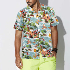 Surfing Santa Christmas Hawaiian Shirt, Funny Santa Claus Shirt, Best Gift For Christmas - Hyperfavor