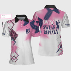 Swing Swear Repeat Custom Short Sleeve Women Polo Shirt - Hyperfavor