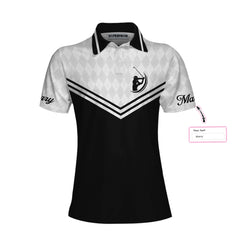 Swing Swear Repeat Custom Short Sleeve Women Polo Shirt, Black And White Golf Shirt For Female Players - Hyperfavor