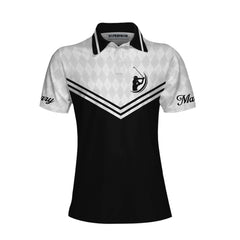 Swing Swear Repeat Custom Short Sleeve Women Polo Shirt, Black And White Golf Shirt For Female Players - Hyperfavor