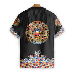 Symmetrical Chinoiserie Dragon Black EZ05 2808 Hawaiian Shirt - Hyperfavor