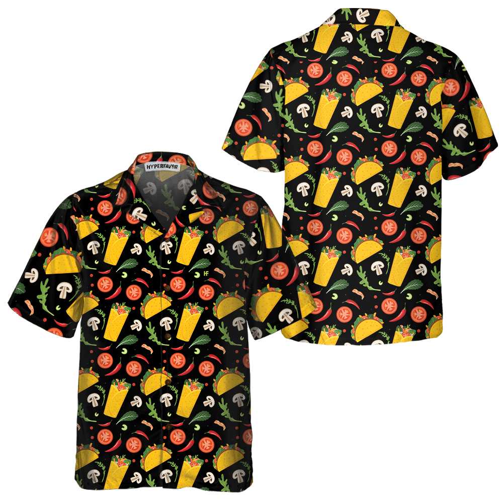 Taco And Burrito Pattern Hawaiian Shirt, Funny Taco Shirt For Men & Women, Gift For Taco Lovers - Hyperfavor