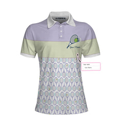 Tennis In Purple Pattern Custom Short Sleeve Woman Polo Shirt, Personalized Purple Pattern Tennis Shirt For Female Player - Hyperfavor