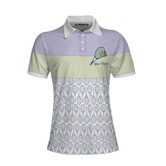Tennis In Purple Pattern Custom Short Sleeve Woman Polo Shirt, Personalized Purple Pattern Tennis Shirt For Female Player - Hyperfavor