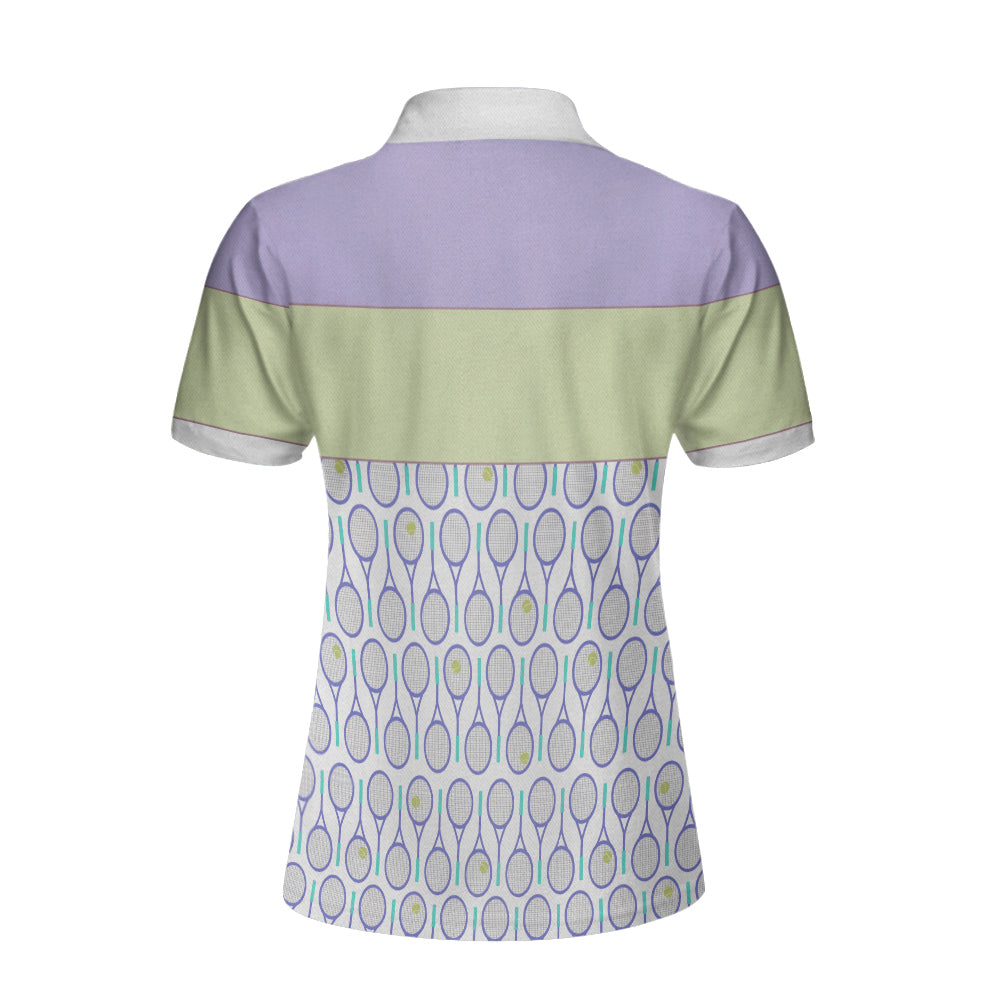 Tennis In Purple Pattern Custom Short Sleeve Woman Polo Shirt, Personalized Purple Pattern Tennis Shirt For Female Player - Hyperfavor