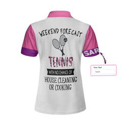 Tennis With No Chance Of House Cleaning Custom Short Sleeve Women Polo Shirt, Personalized Pink Leopard Tennis Shirt For Women - Hyperfavor