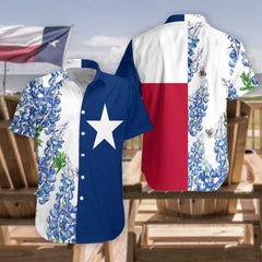 Texas Flag Bluebonnets Ver4 Hawaiian Shirt - Hyperfavor