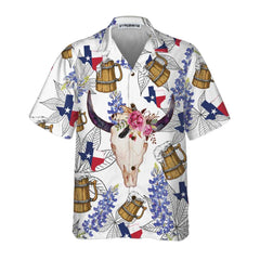 Texas Longhorn Bluebonnet Art Hawaiian Shirt, Unique Texas Shirt, Gift For Texas Lovers - Hyperfavor