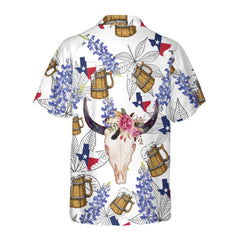 Texas Longhorn Bluebonnet Art Hawaiian Shirt, Unique Texas Shirt, Gift For Texas Lovers - Hyperfavor