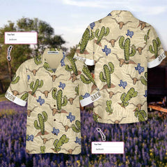 Texas Longhorn Cactus Custom Hawaiian Shirt, Unique Texas Shirt For Texas Lovers - Hyperfavor