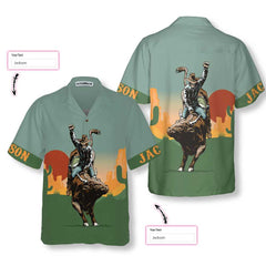 Texas Sunset Cactus Longhorn Custom Hawaiian Shirt, Unique Texas Cowboy Shirt, Best Texans Gift Idea - Hyperfavor