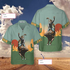 Texas Sunset Cactus Longhorn Custom Hawaiian Shirt, Unique Texas Cowboy Shirt, Best Texans Gift Idea - Hyperfavor