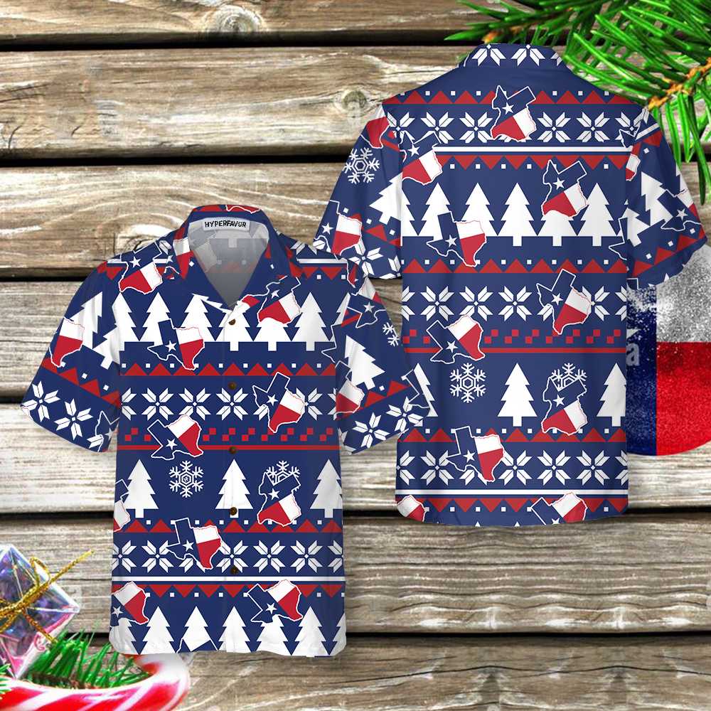 Texas Ugly Christmas Pattern Hawaiian Shirt - Hyperfavor
