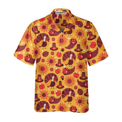 Thanksgiving Day Pattern Turkey Pumpkin Hat Hawaiian Shirt, Thanksgiving Gobble Shirt, Gift For Thanksgiving Day - Hyperfavor
