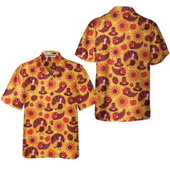 Thanksgiving Day Pattern Turkey Pumpkin Hat Hawaiian Shirt, Thanksgiving Gobble Shirt, Gift For Thanksgiving Day - Hyperfavor