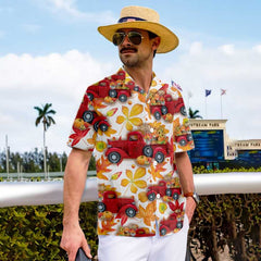 Thanksgiving Fall Leaves And Pumpkin Truck Hawaiian Shirt, Best Gift For Thanksgiving Day - Hyperfavor