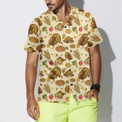 Thanksgiving Pattern Hawaiian Shirt, Fall Vibe Thanksgiving Shirt, Gift For Thanksgiving Day - Hyperfavor