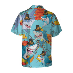 Thanksgiving Sharks Wearing Pilgrim Hat Hawaiian Shirt, Funny Thanksgiving Shirt, Gift For Thanksgiving Day - Hyperfavor