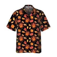 Thanksgiving Turkeys In Hats And Autumn Maple Leaves Hawaiian Shirt, Funny Turkey Shirt, Gift For Thanksgiving Day - Hyperfavor