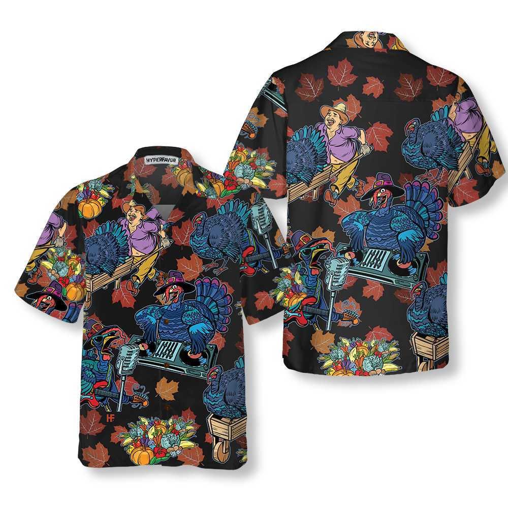 Thanksgiving Turkey DJ At The Party Hawaiian Shirt, Funny Thanksgiving Gobble Shirt, Gift For Thanksgiving Day - Hyperfavor