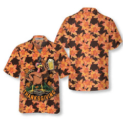 Thanksgiving Turkey Holding Big Glass Beer Hawaiian Shirt, Funny Turkey Gobble Shirt, Gift For Thanksgiving Day - Hyperfavor