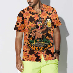 Thanksgiving Turkey Holding Big Glass Beer Hawaiian Shirt, Funny Turkey Gobble Shirt, Gift For Thanksgiving Day - Hyperfavor